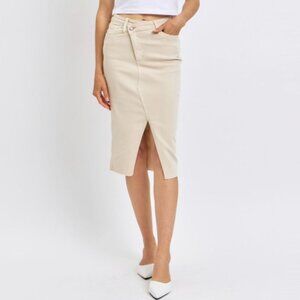 Judy Blue Criss-Cross WB Front Slit Long Skirt